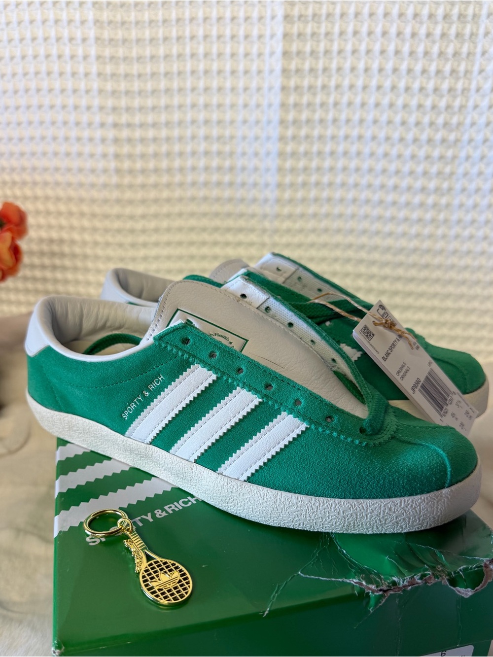 Adidas x Sporty & Rich Blanc SPZL Green Suede Sneakers Size 6